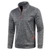 Autumn and Winter Men's Collar Zipper Knitted Sweater Sleeves Thin Velvet Style Trendy Top Sweater Jacket Plus Size Men
