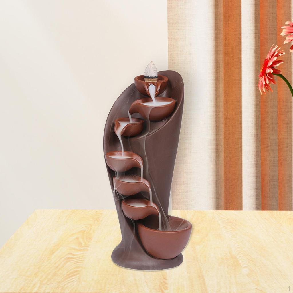 Ceramic Backflow Burner Collection Tabletop Smoke Fountain Craft Holder for Teahouse Living Room