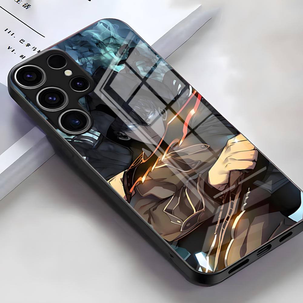 Anime S-Solos L-Levelings Hülle Für Samsung S25 Edge Ultra S23 S22 S21 S20 Ultra Plus S24 Fe A54 A53 A25 Glas Hülle