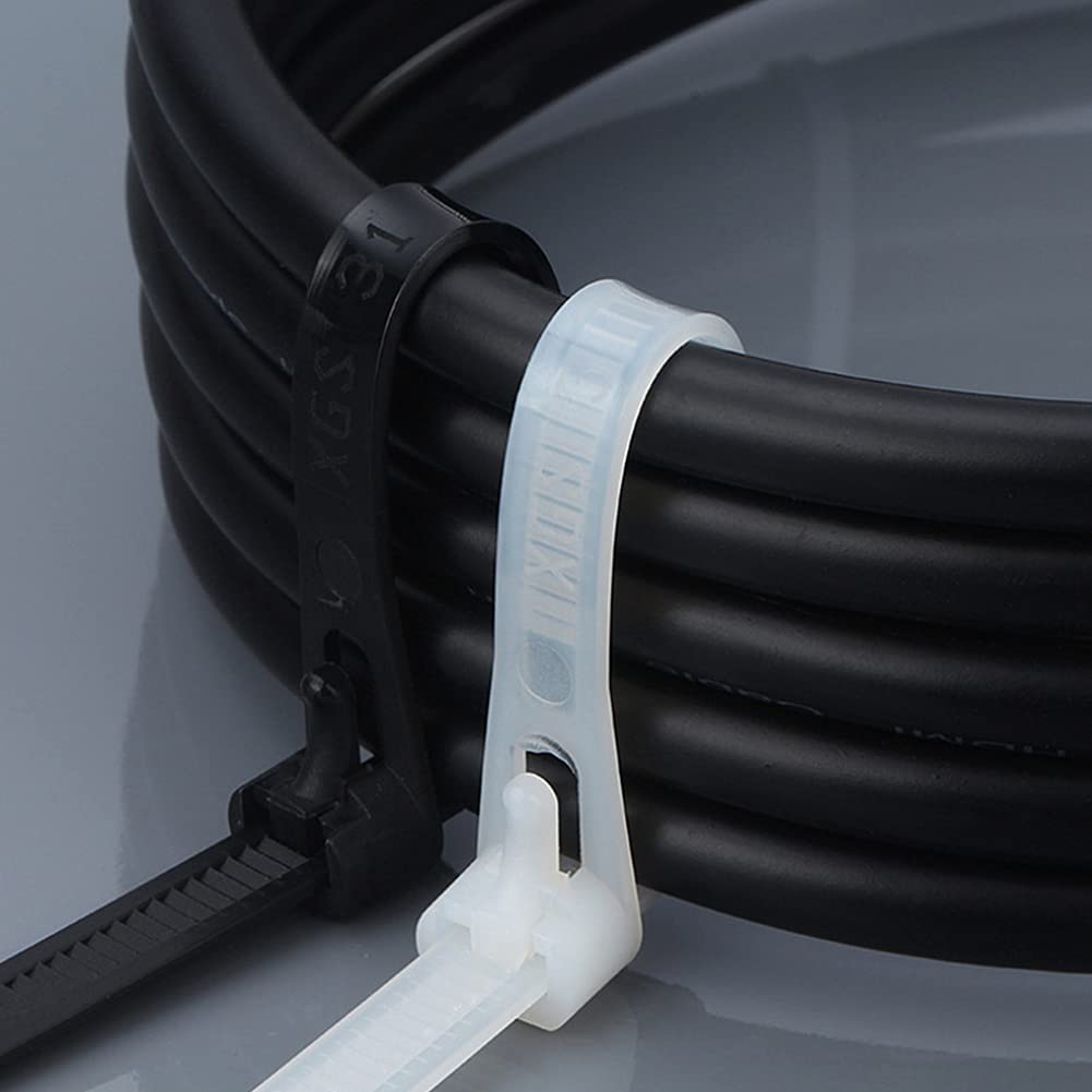 Reusable Cable Ties: 8 Inch 100 Pack UV Resistant Heavy Duty Plastic Zip Ties Self Locking Thick Design for Indoor Outdoor Cable Organization and B