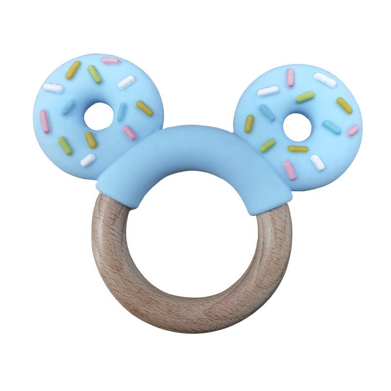 Non-Toxic 1Pc Baby Silicone Teether Toy Bpa Free Infant Wooden Ring Health Care Teething Chewing Toys Newborn Gifts For Baby Accessories