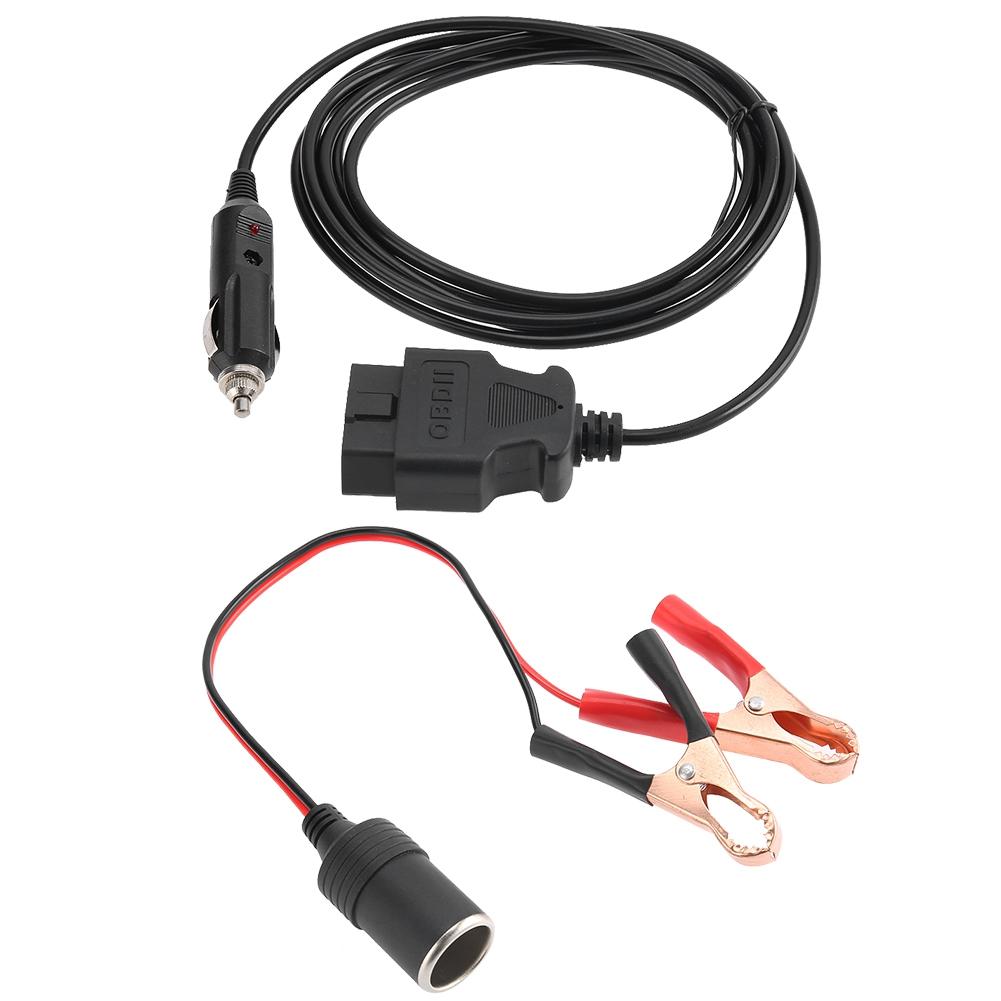OBD II Vehicle ECU Emergency 12V Power Supply Cable Memory Saver with Clip