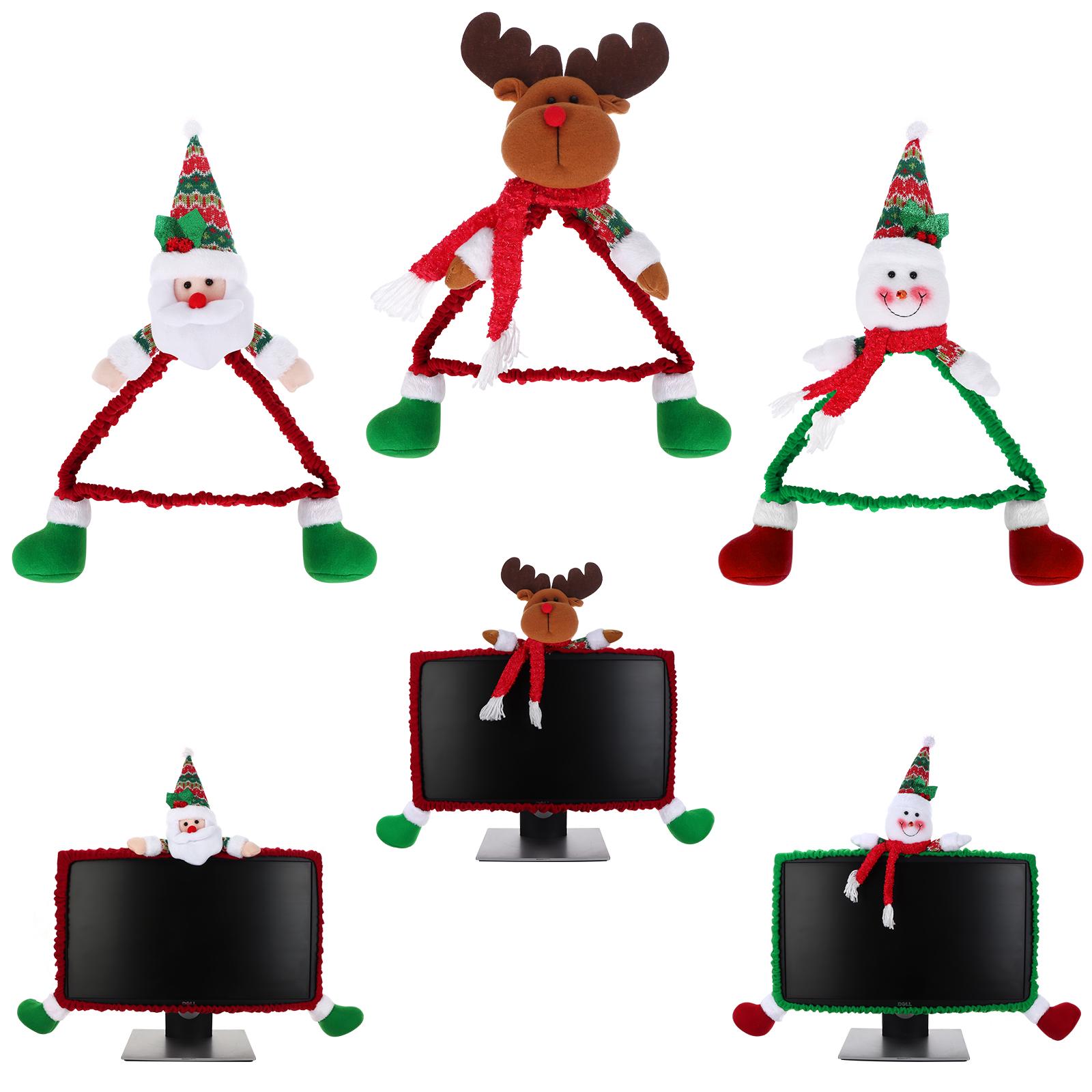 

3 Pack Christmas Computer Monitor Covers Elastic Xmas Decorations Reindeer Computer Monitor Border Cover, Elastic Laptop Compute армія зелений колір