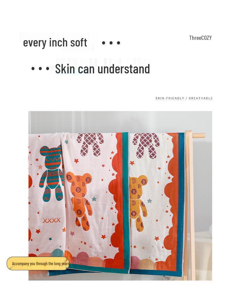 Drainage Style National Tide Pure Cotton Quick-Dry Cartoon Bath Towel for Men and Women