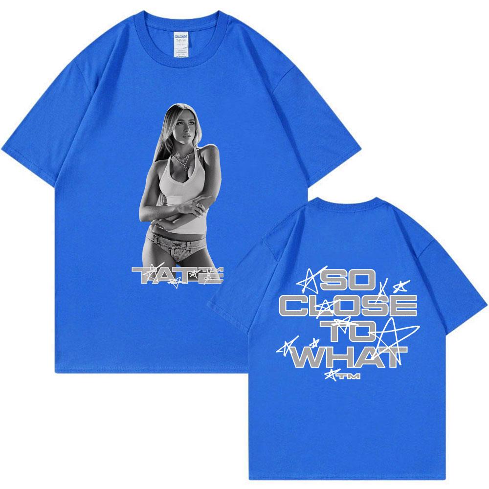 Tate McRae So Close To What Album T Shirt Trendy Men Women Vintage Hip Hop T-shirts Cotton Casual Loose Y2k Street T Shirts