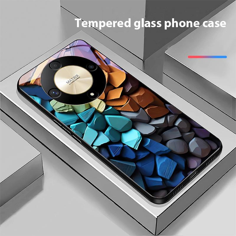 Colorful Wood Grain For Honor Magic 6 50 70 90 Lite X7b 200 Pro Nova 10 Nova 5T X6 P30 Pura 70 Ultra Tempered Glass Phone Case