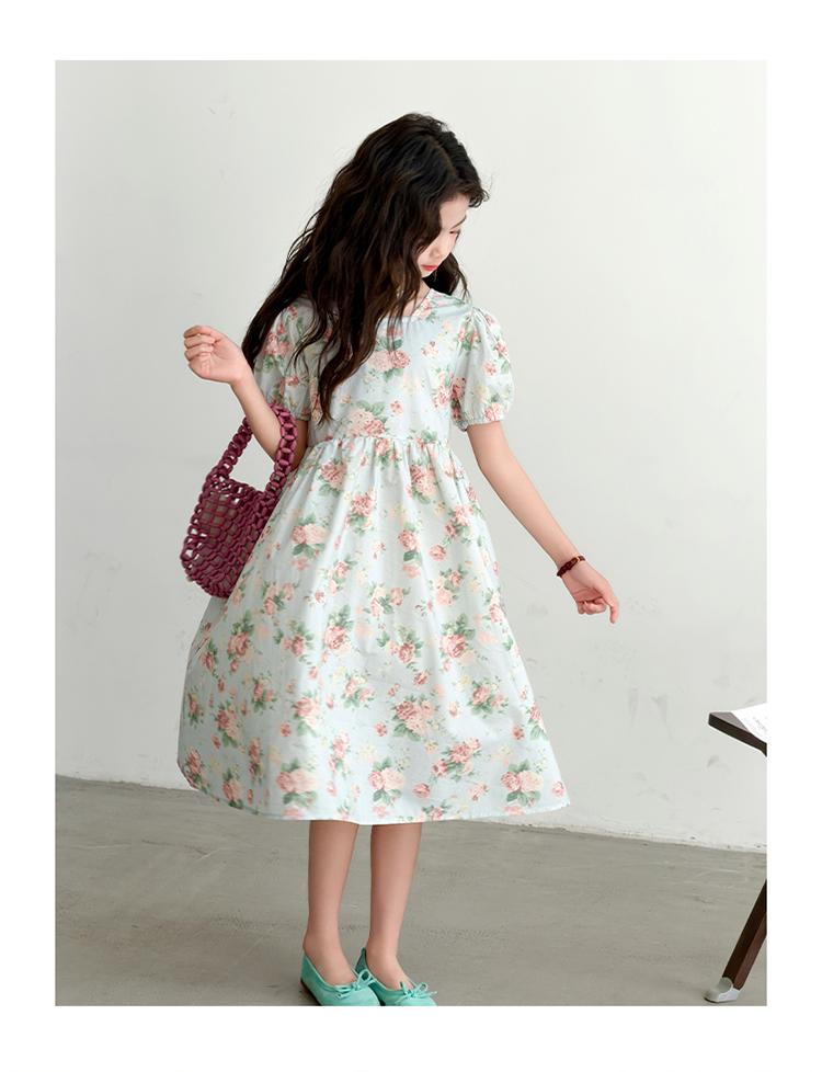 Girls' Summer Thin Children's Dress, Girls' Bubble Short Sleeved Dress, 2026 New Princess Dress Trend