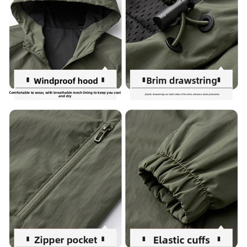 Men's Sports Casual Jacket Spring Autumn Outdoor Thin Windbreaker Middle-aged Windproof Waterproof Versatile Hooded Jacket