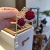 1Pc Vintage Elegant Red Flocked Rose Tassel Hair Clip Stylish Ponytail Claw Crab Clip For Girls Women Delicate Hair Accessories