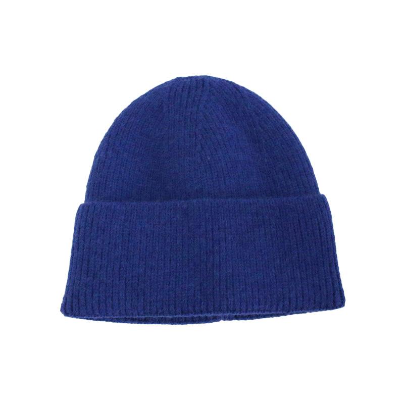 Wool Hat Women's Autumn and Winter Simple Solid Color Warm Hemming Thickened Pullover Cold Hat Men's Knitted Hat