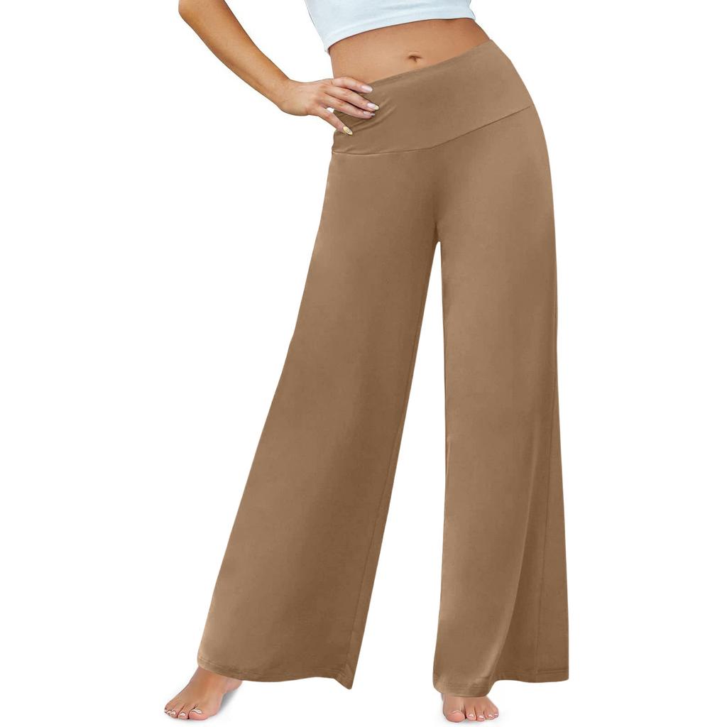 Lässige Hose mit weitem Bein für Damen, hohe Taille, elastisch, bequeme Hose