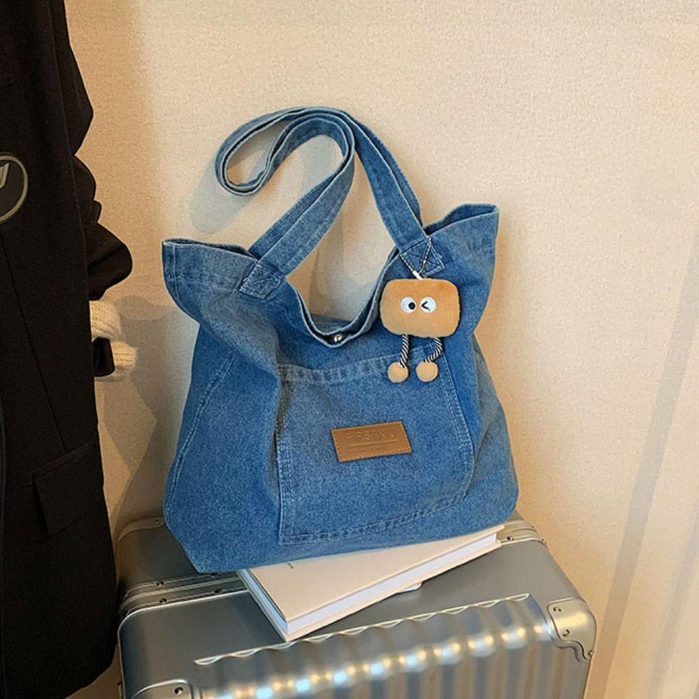 Korean Style Cowboy Underarm bag Retro Leisure Tote Bag Versatile Denim Shoulder Bag  Travel