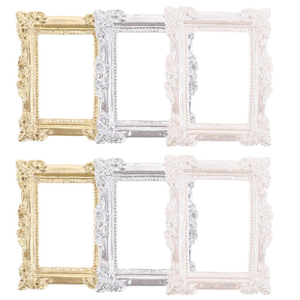 6Pcs Miniature Vintage Photo Frames Resin DIY Crafts Phone Case Decor Mini Photo Props Small Retro Picture Frames Compact Resin