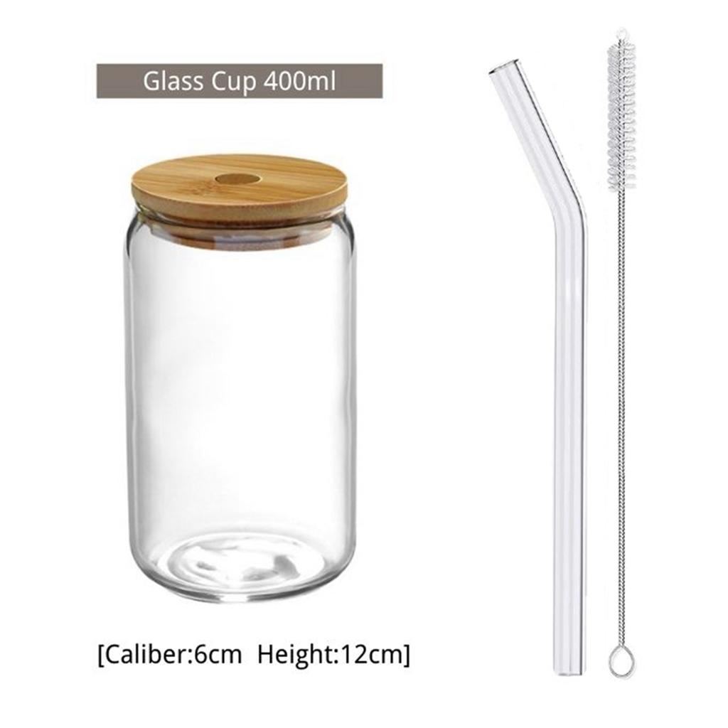 550ml/400ml Glass Cup with Lid and Straw Transparent Reusable Coke Cup Juice Glass Beer Can Milk Mocha Cups Mug Drinkware