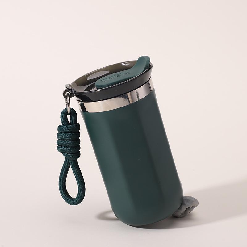 304 Stainless Steel Vacuum-Insulated Travel Coffee Cup with Lanyard for Hot and Cold Drinks