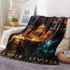 1PC Satan Print FlAannel Blanket, High quality Comfortable for All Seasons, Home Decor, Warmth and Comfort