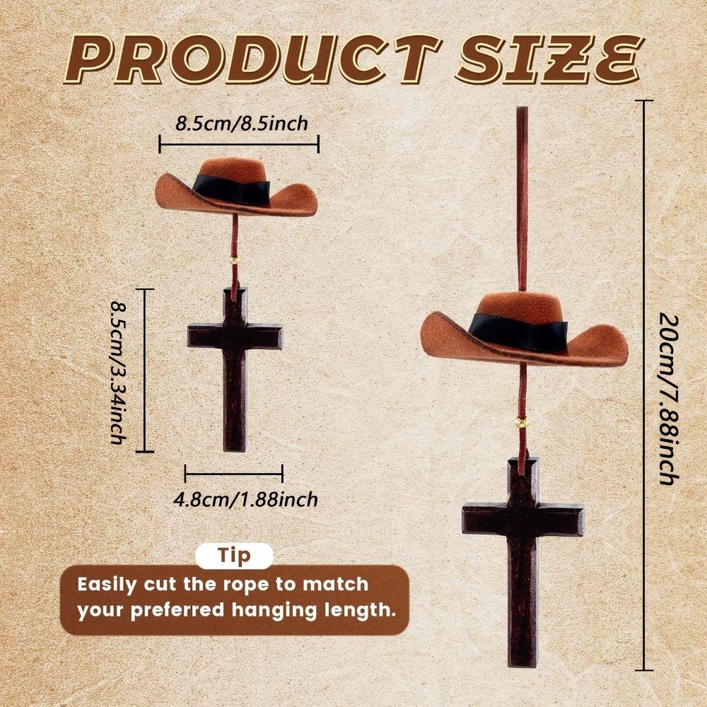 Love Cross Car Ornament Cowboy Hat Rearview Mirror Decoration Fashionable Accessories