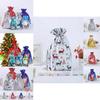 Adorable 5pcs Christmas Sacks Reusable Drawstring Gift Bags For Kids' Gifts