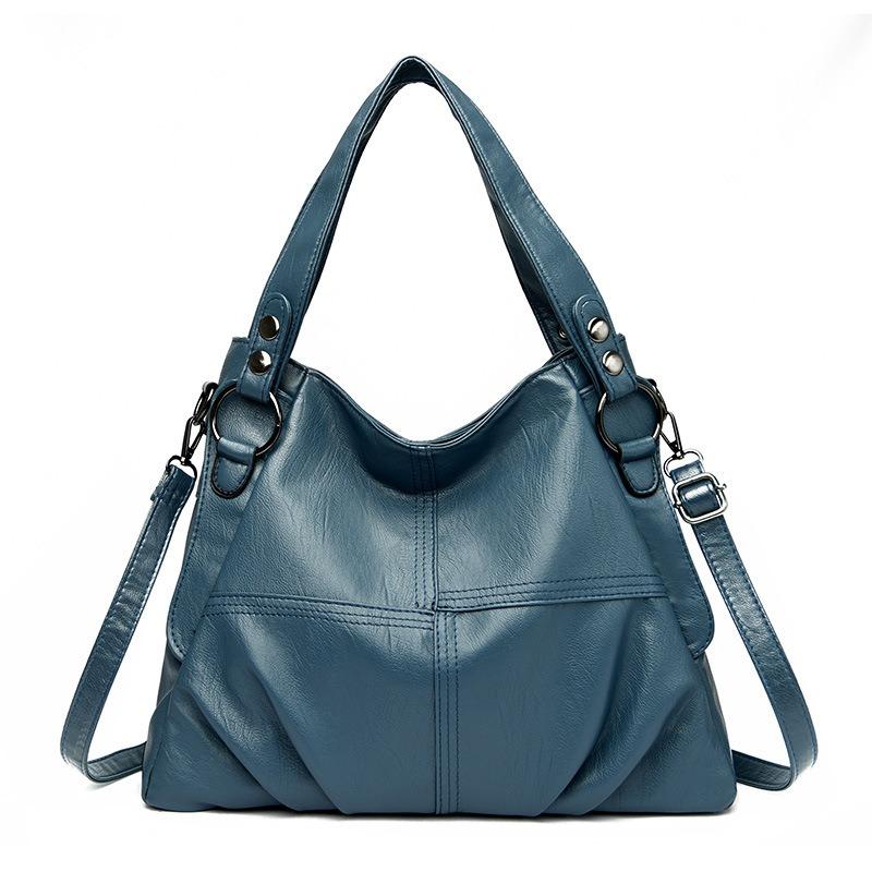 Stylish PU Women's Handbag Fan Splicing Shoulder Bag Simple High-quality Large Bag