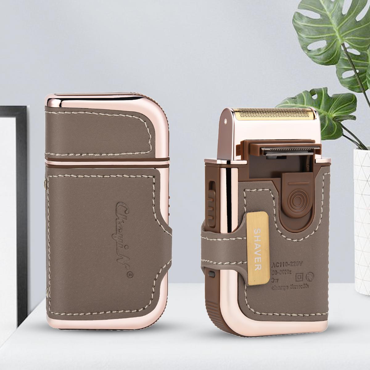 

Электробритва - триммер для мужчин 2 в 1, в кожаном чехле