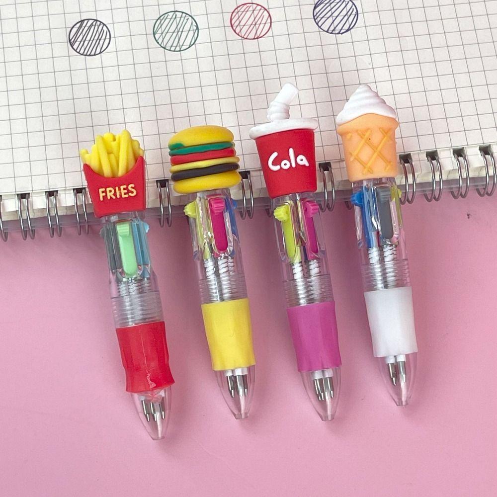 Cola Colorful Ink Gel Pen Hamburger Multicolored Pen Cartoon 4-Color Pen  School Office