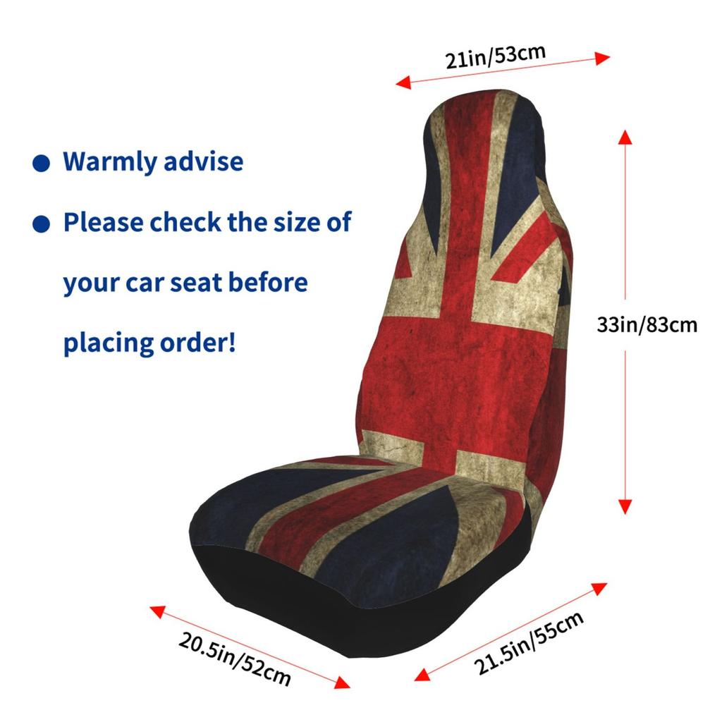 Retro British Flag Car Seat Cover Anti Fouling Convenient Protective Cover 2-piece Patriotic Theme Seat Protective Cover