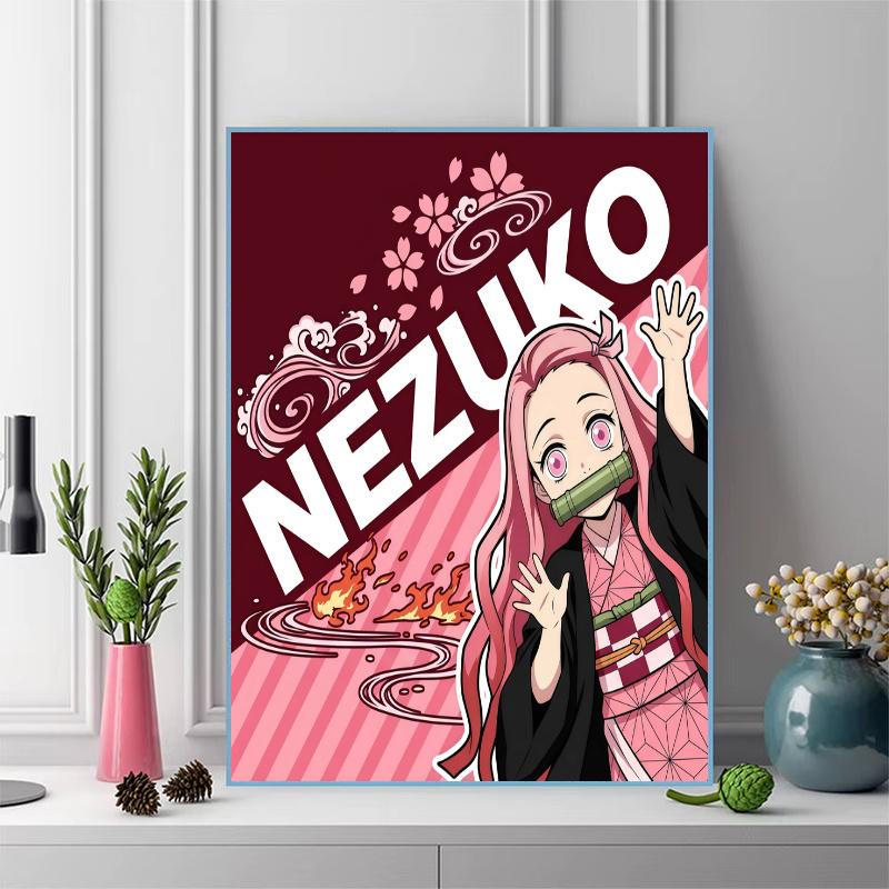 Nezuko Anime Character 100% Round Full Drill 5D DIY Diamond Painting Embroidery Cross Stitch Rhinestone Decor