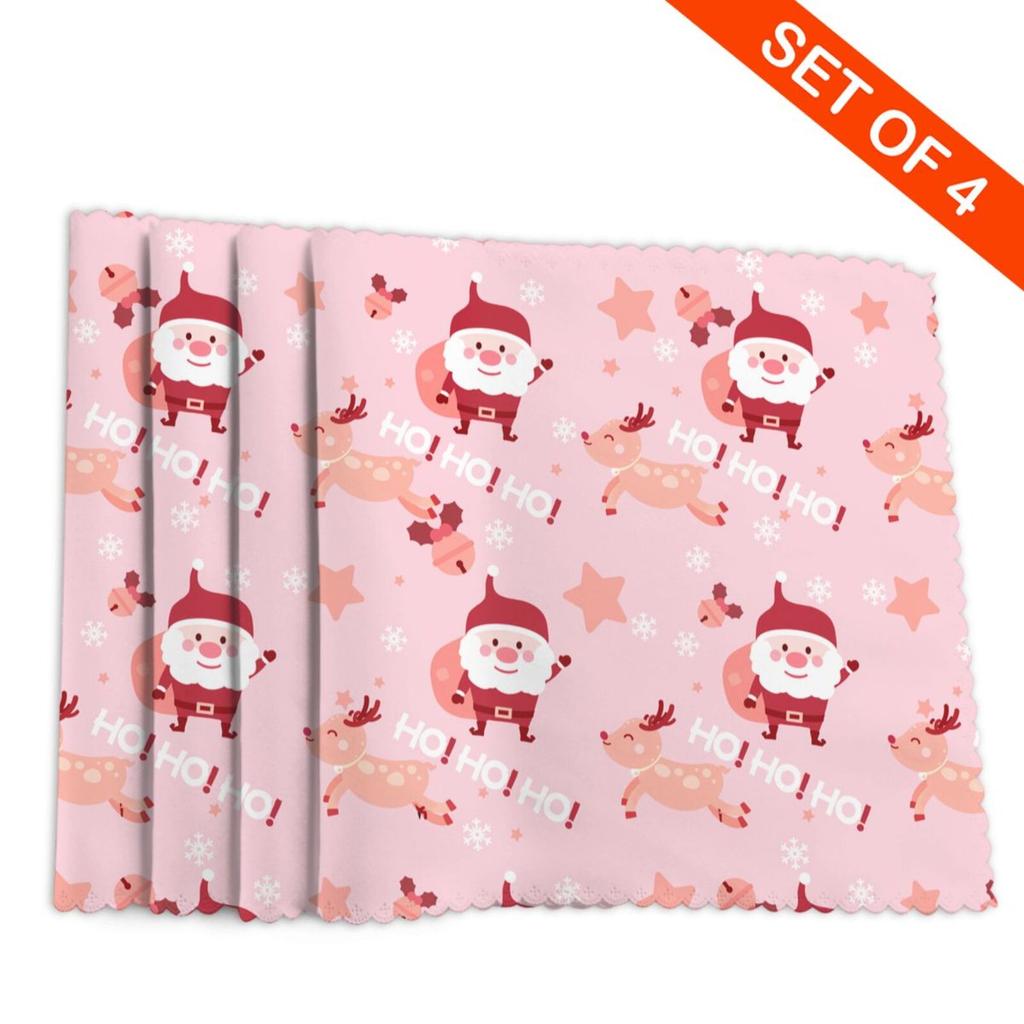 Christmas Placemats Table Mats Snowflake Santa Claus Coaster Pad Cup Dining Kitchen Placemat Non-Slip Home Decorations
