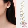 S925 Sterling Silver Classic Four Claw Zircon Earrings Japanese Korean Fashionable Luxury Earrings for Women Men