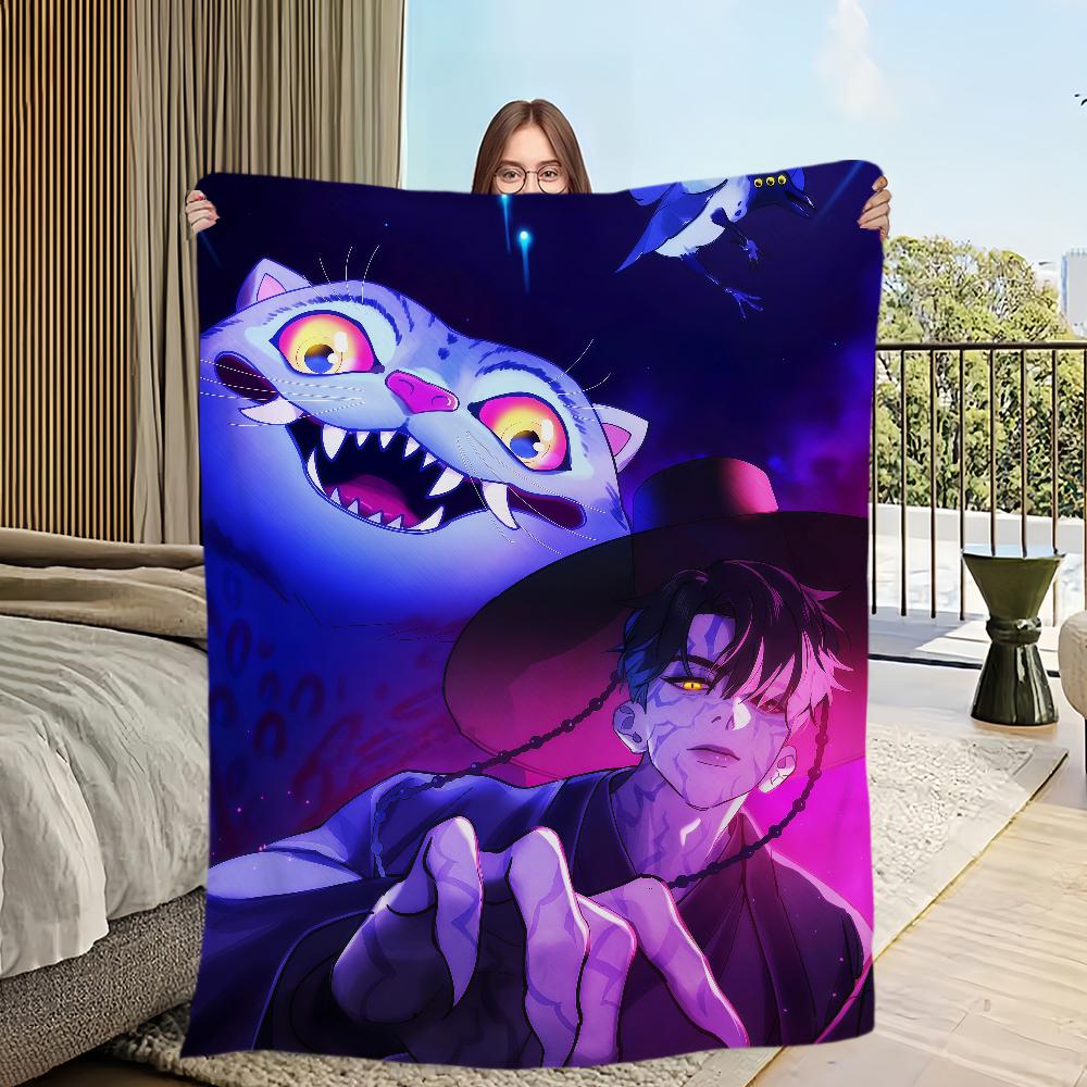 

anime cool art k-kpop d-demon h-hunters Flannel warm soft plush blanket for sofa living room hogar bedroom travel gift home 75x90cm