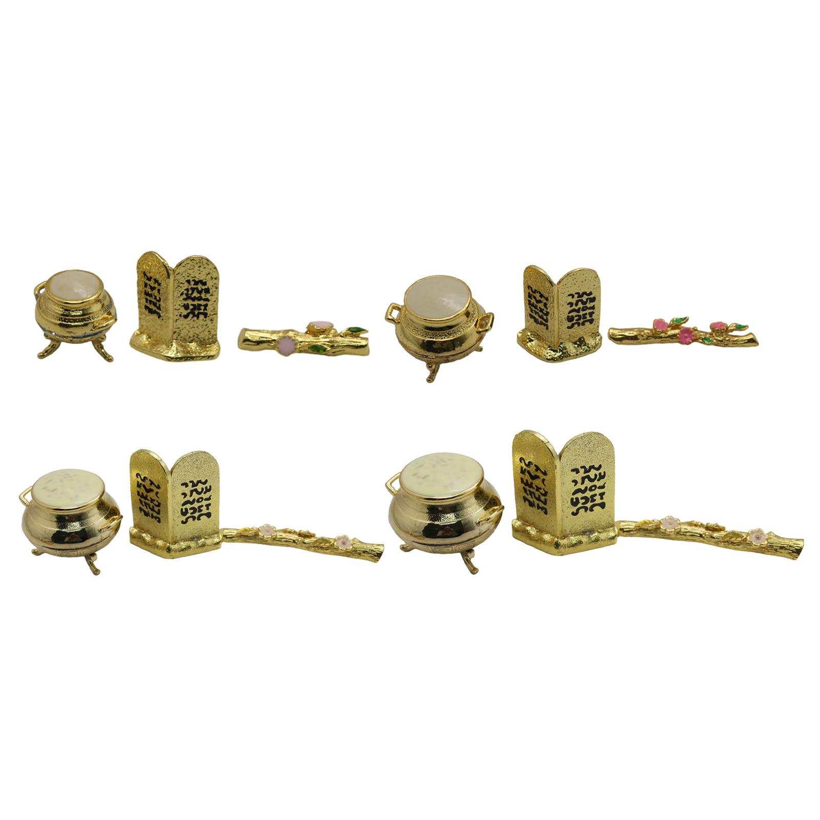 3Pcs The Ark of Covenant Commandments Metal Religion Contents Vessel Golden Jar for Religious Christmas Table Decor