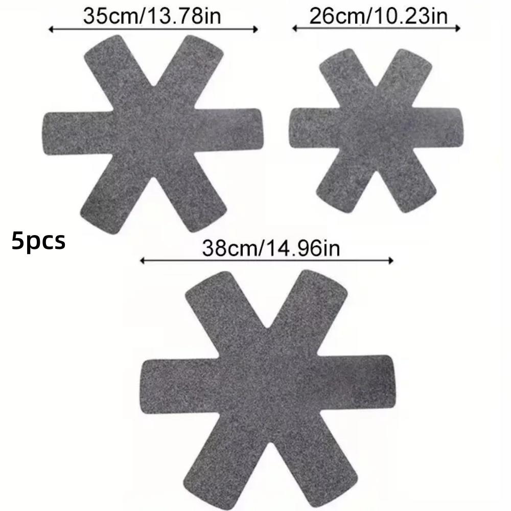 5pcs Pot Pan Felt Protectors Divider Pads Heat Resistant Prevent Scratching Separate Mat Surfaces for Cookware Kitchen Tool