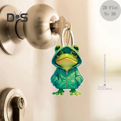 Decoração de Sapo Plano 2D Acrílico Desenho Animado Pingente de Sapo Ornamento Pendurado para Interior de Carro Amuleto de Sapo para Mochila Chaveiro