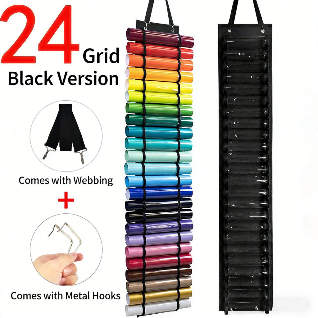 Lettering Heat Transfer Film Specific Bag, Transparent 48-Grid Fits Vinyl Roll Tubes, Hanging Storage Solution