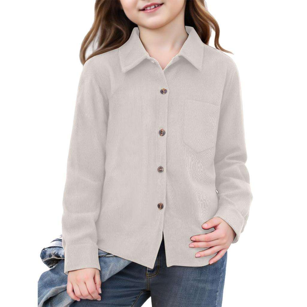 Girls' Button,Down Shirt , Long Sleeve Blouse