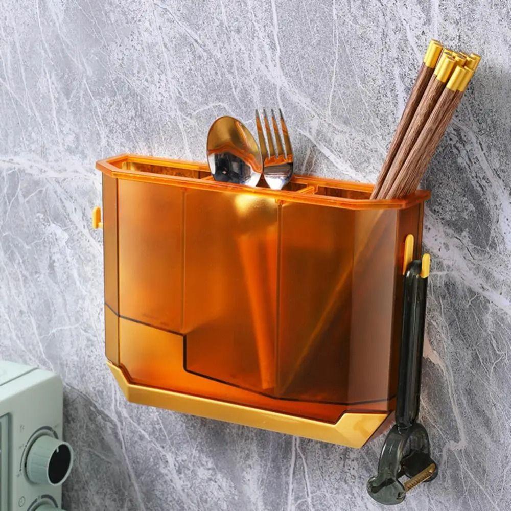 Space Saving Integrated Draining Shelf Plastic Chopstick Holder Tableware Storage Rack  Spoon