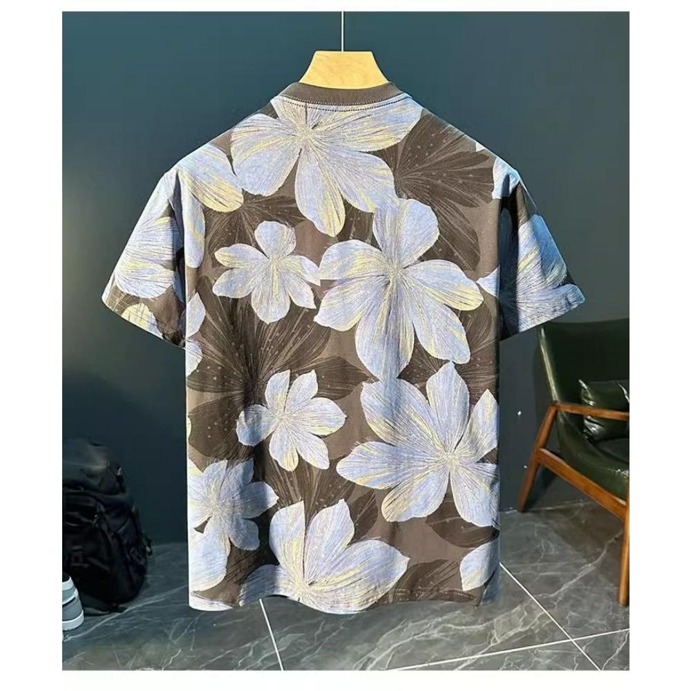 Loose Short-sleeved Thin Versatile Top T-shirt for Men Summer Thin Full-body Printed Casual Breathable Trendy