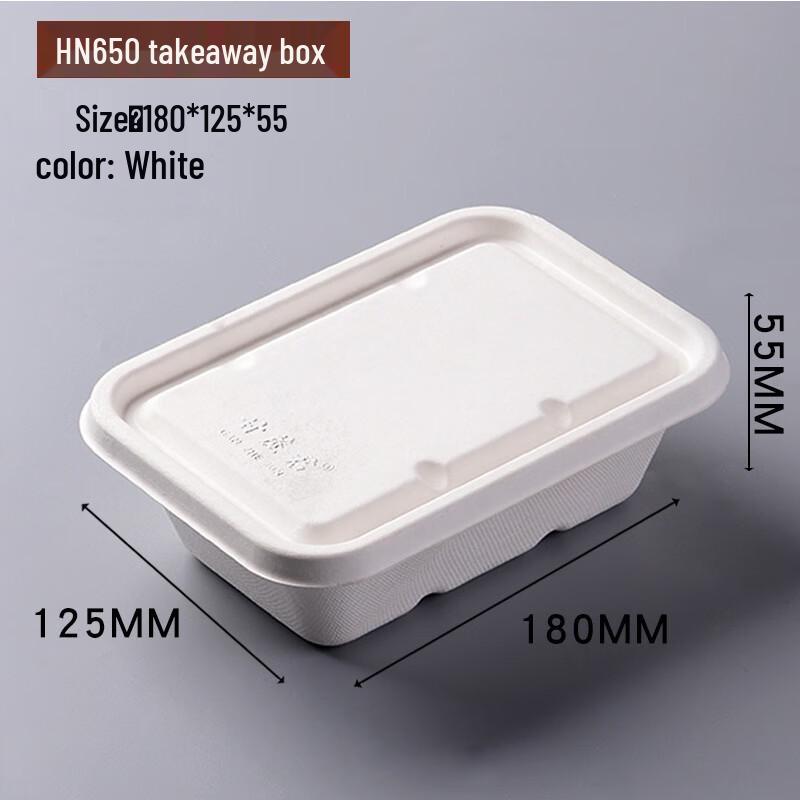Disposable Bagasse HN650ml Square Food Container with Paper Lid
