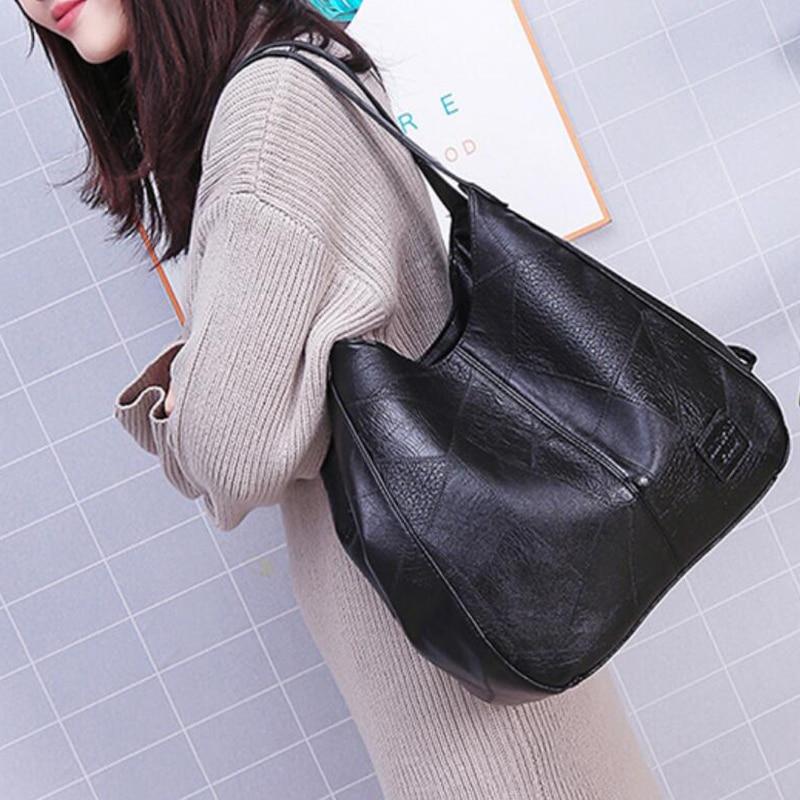 Vintage Handbag For Women Soft PU Leather Shoulder Bag Large Capacity Luxury Lady Purse Brand Shoulder Bag Shopping Bag