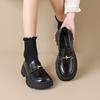 Thick-soled women's retro spring and autumn slippers, small leather shoes, block heels