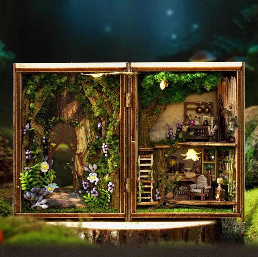 moin moin Dollhouse Miniature DIY Kit Set Town Shop Retro Town Streetscape Opens with a Jungle Wonderland Treehouse Forest Flower Street Paris Europe