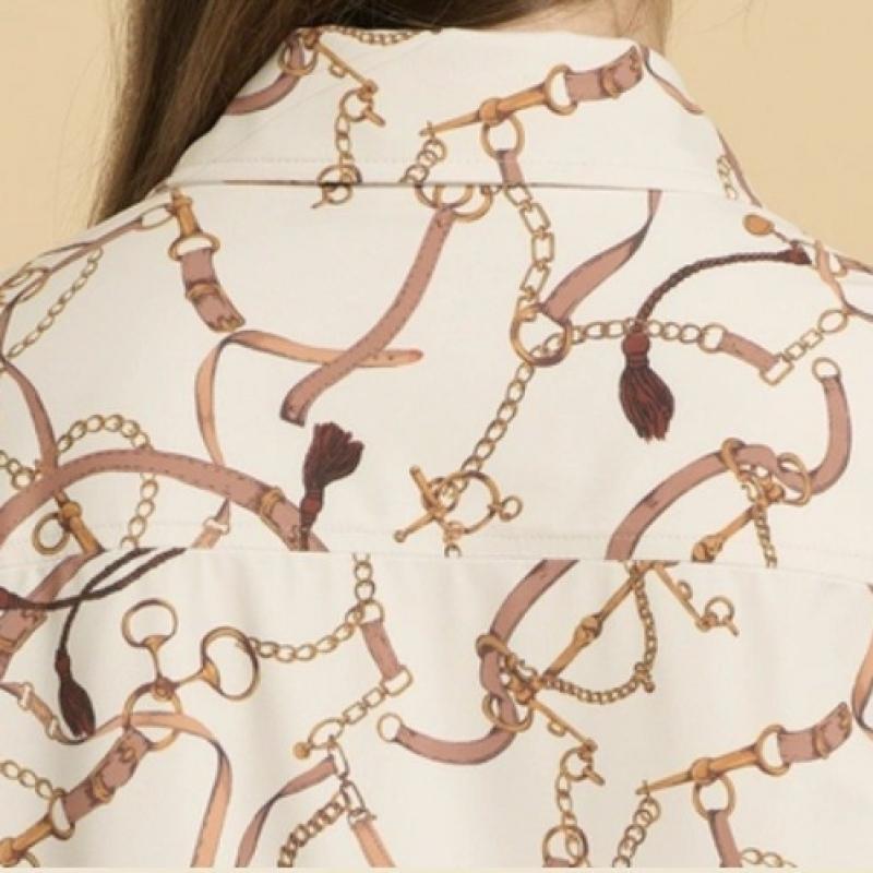 BCBG Belt Chain Print Blouse B6s2b425