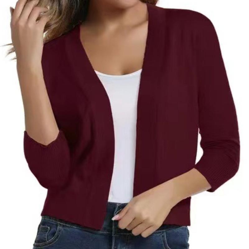 IHUASU Knitwear Women's Simple Versatile Short Jacket Autumn and Winter Knitted Cardigan