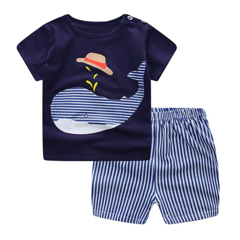 2 Stück Baby Kinder Kleidung Set Cartoon T-Shirt + Shorts Freizeitset