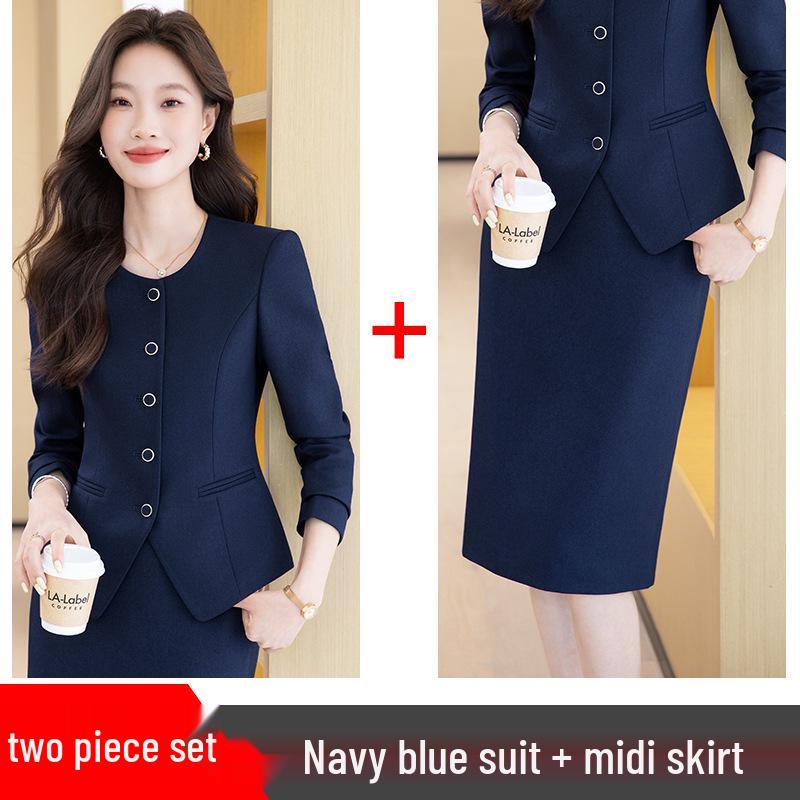 Women's Professional Formal Suit Skirt Set: Elegant Work Apparel for Receptionists