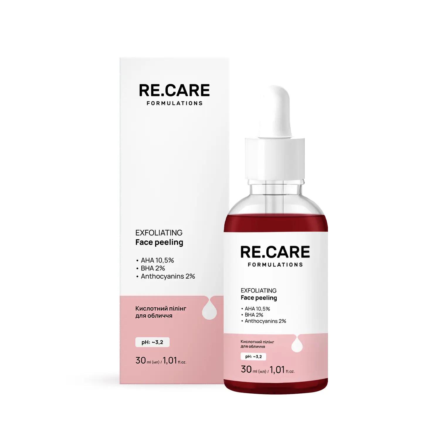 

Кислотний пілінг для обличчя Exfoliating Face peeling RE.CARE 30 мл