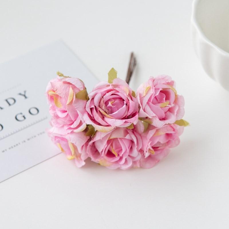 12Pcs Artificial Flowers Silk Tea Rose Wedding Bouquet Wreath Scrapbooking for Home Valentine Decoration Diy Holiday Accessories