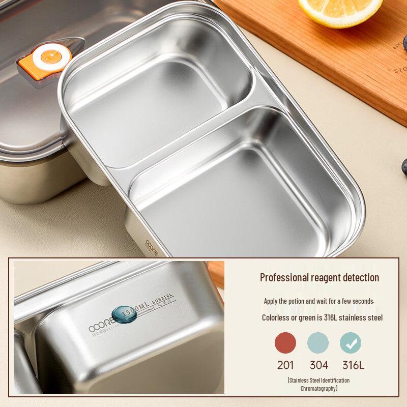 ZISIZ 316L Edelstahl Mikrowellengeeignete unterteilte Brotdose