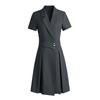 Women's Short Sleeve Pleated A-Line Office Dress