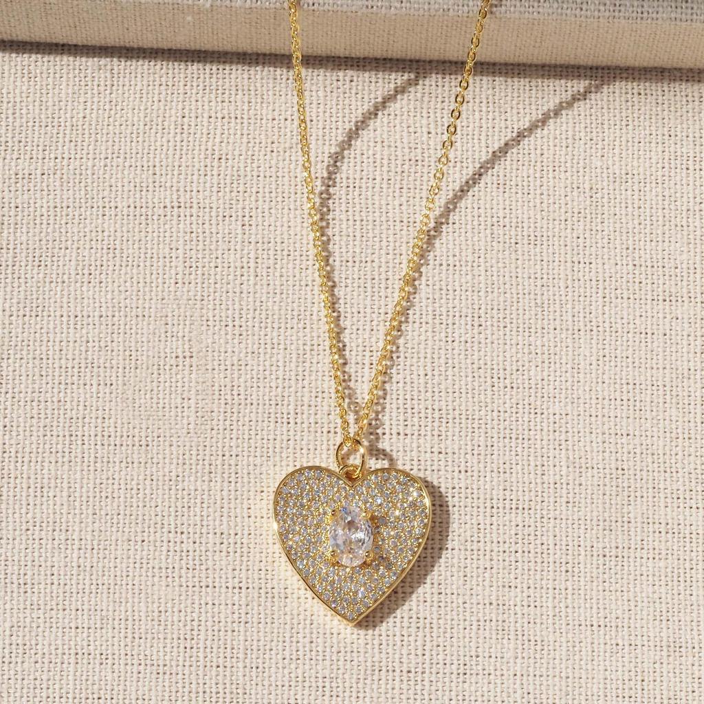 Heart Pendant Gold-Plated Zirconia Necklace - High-End Women’s Clavicle Chain